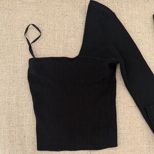 Abercrombie & Fitch Black Ribbed Knit Top